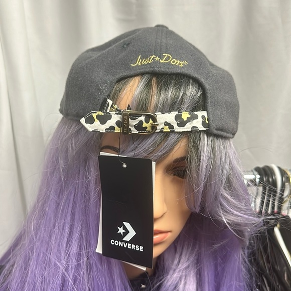 AUTHENTIC Just Don x Converse REAL LEATHER BLACK BRIM leopard style hat - Picture 1 of 5
